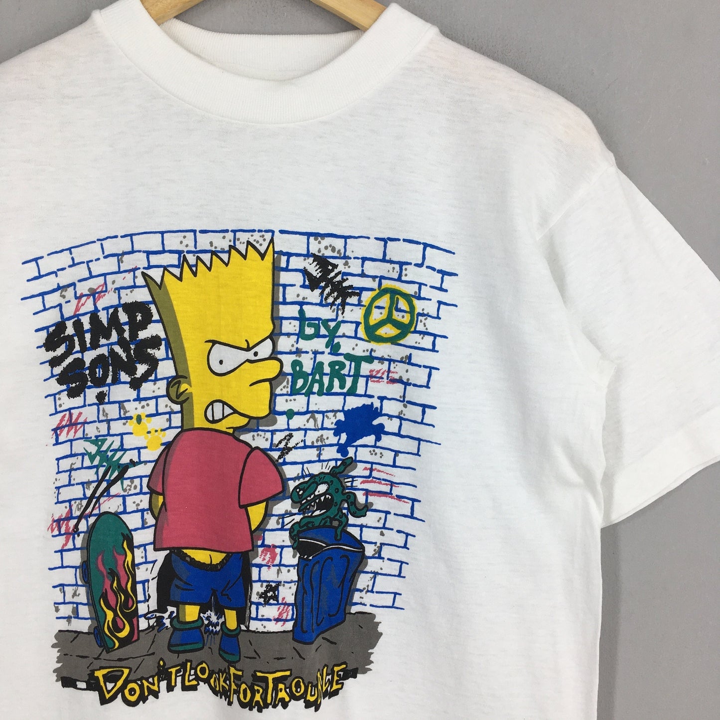 Bart Simpson Cartoon White T shirt Medium