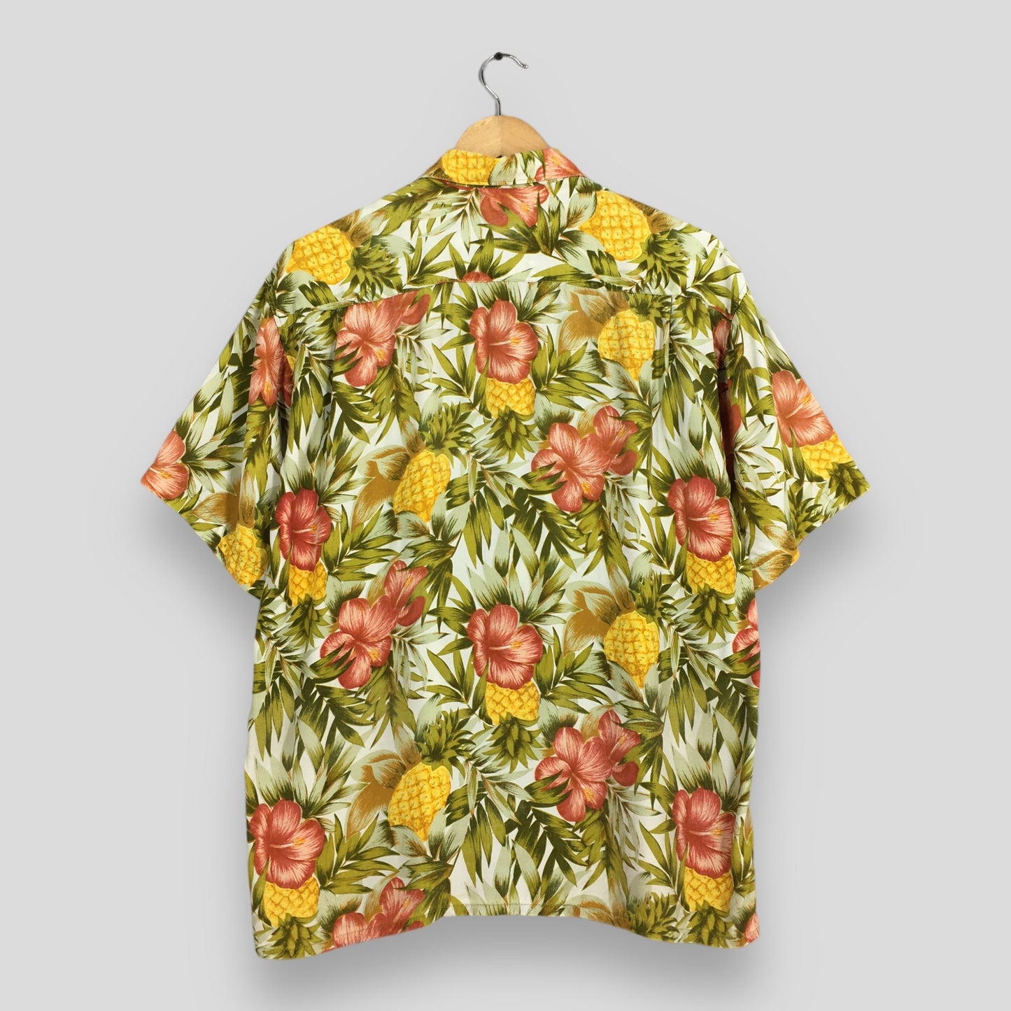 Floral Pineapple Hawaiian Aloha Shirt Medium