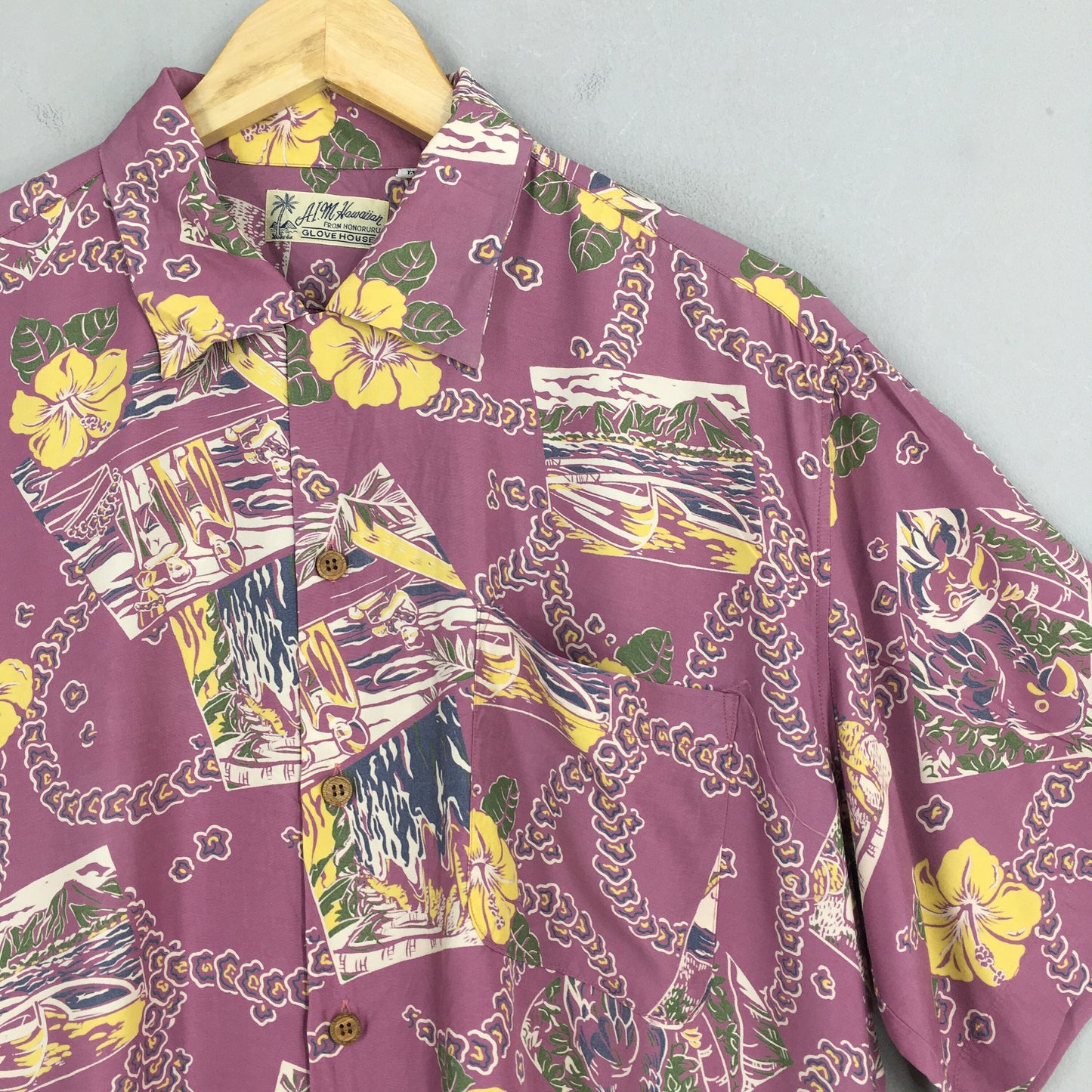 Glove House Hawaiian Hibiscus Shirt Medium