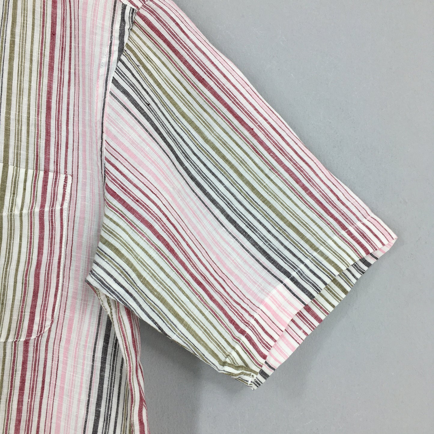 Kent Vertical Striped Flannel Linen Shirt Large