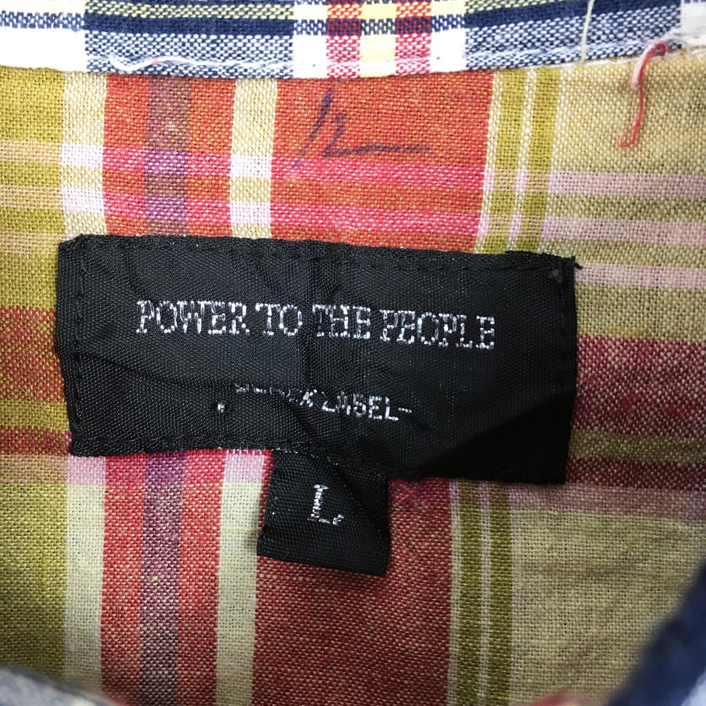 Power To The People Tartan Patchwork Checkered Flannel Shirt Large