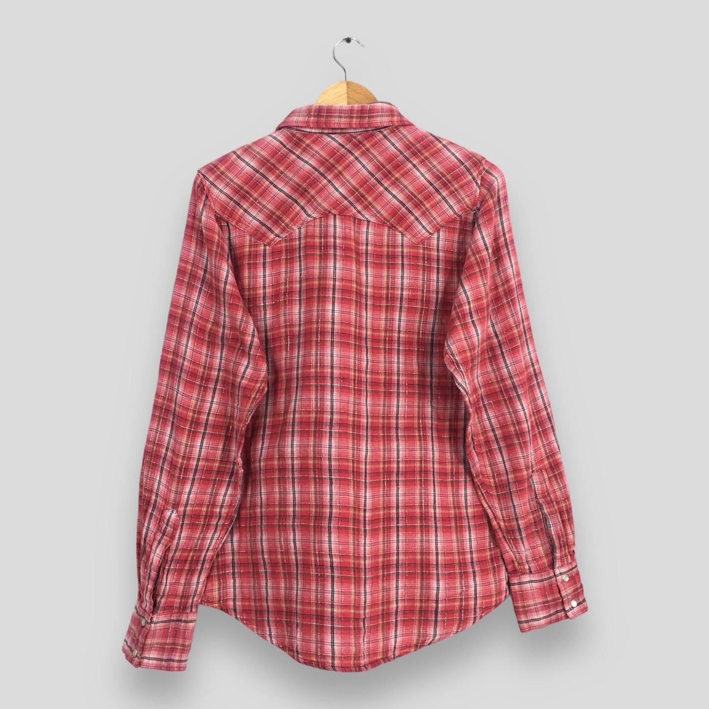 Tartan Checkered Red Western Shirt Large