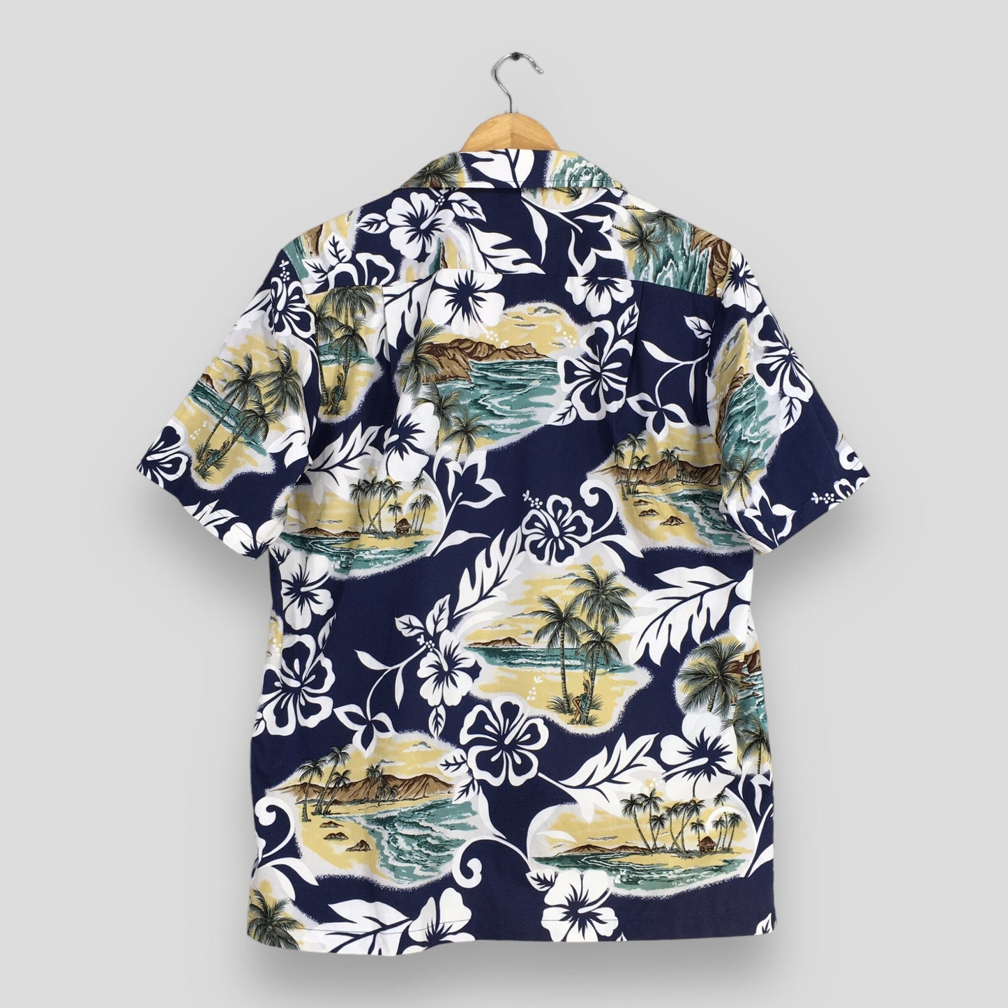 Vintage Floral Hawaiian Palm Beach Shirt Small