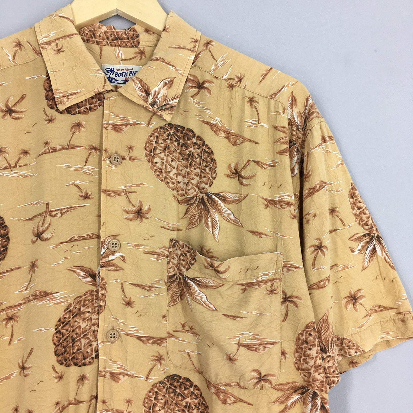 Hawaiian Pineapples Aloha Tropical Rayon Shirt Large