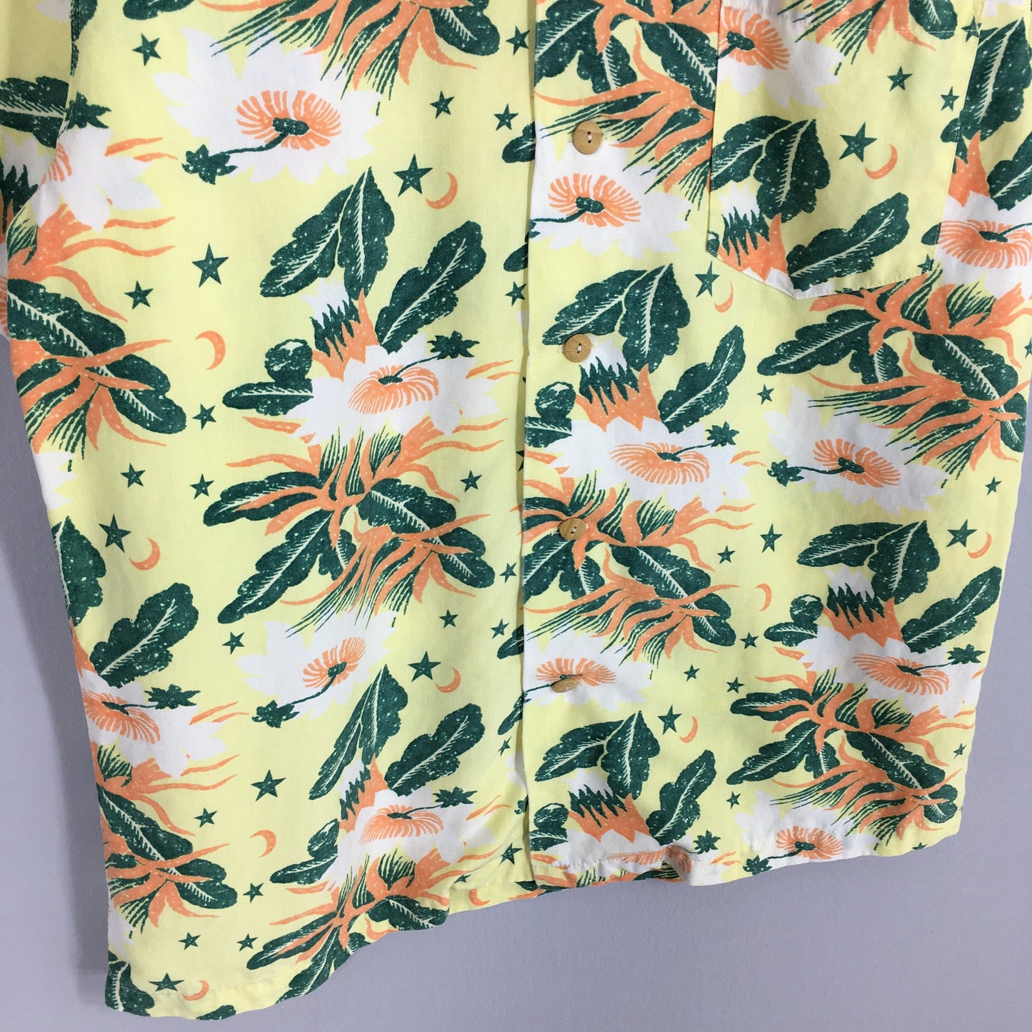 Vintage Hawaiian Aloha Floral Yellow Shirts Large