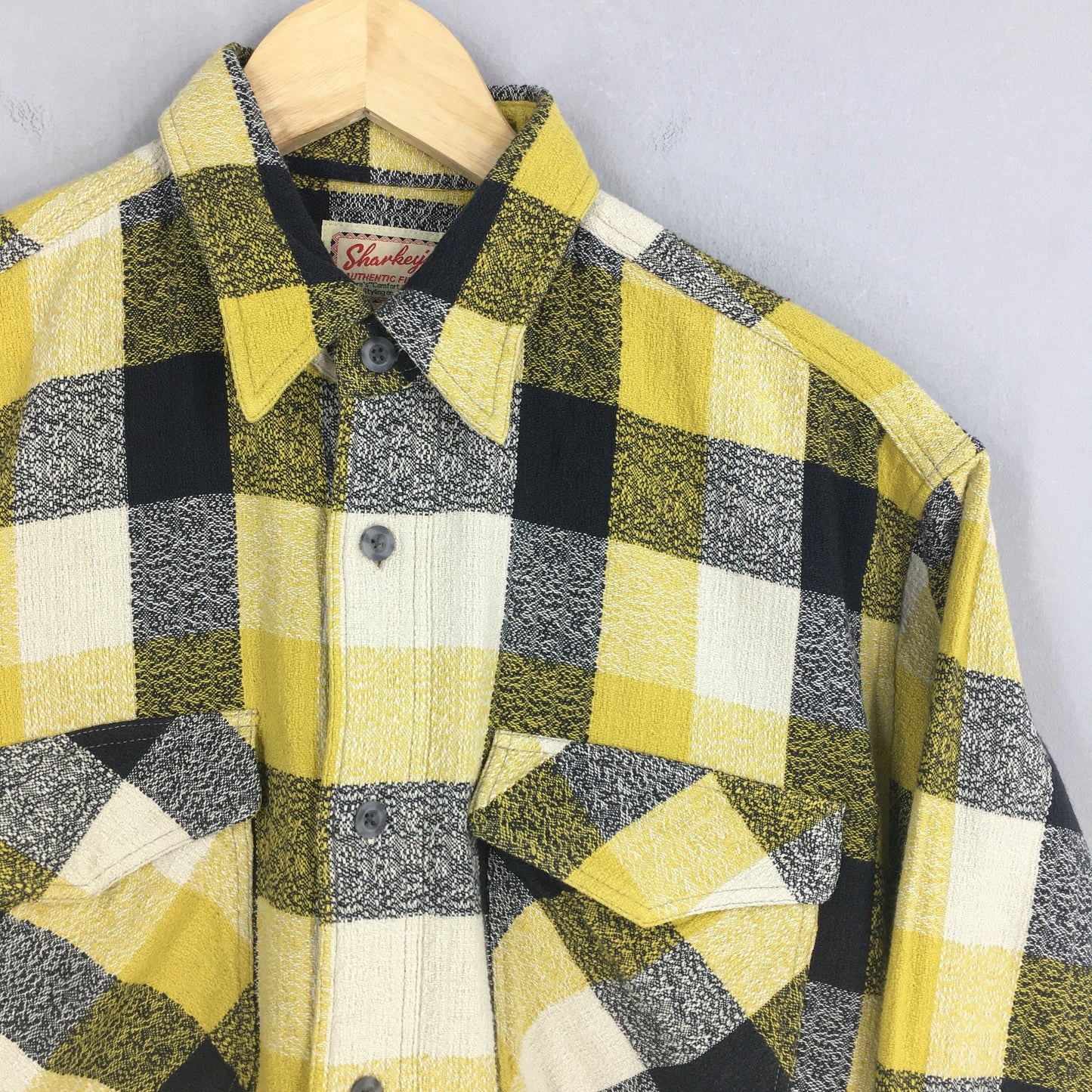 Plaid Shadow Yellow Flannel Shirt Medium