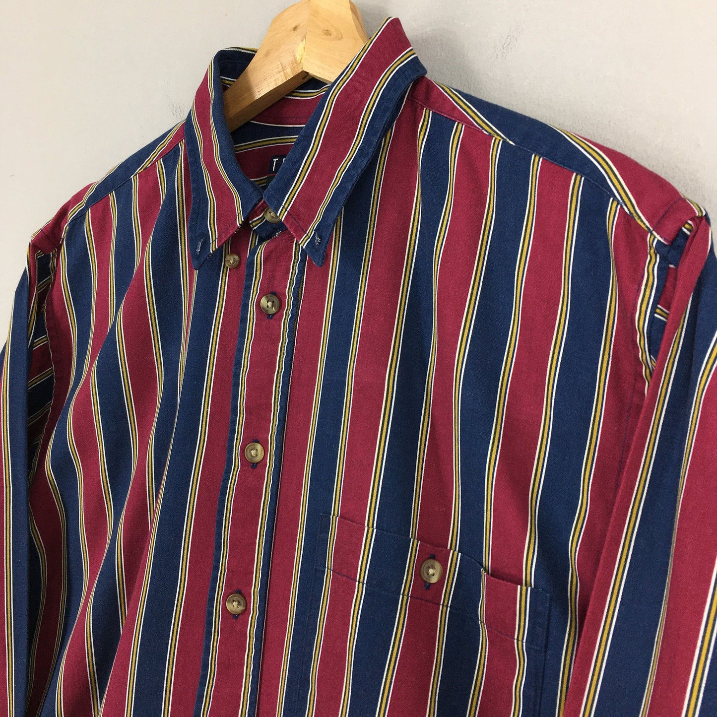 Multicolor Red Stripes Flannel Shirt Large