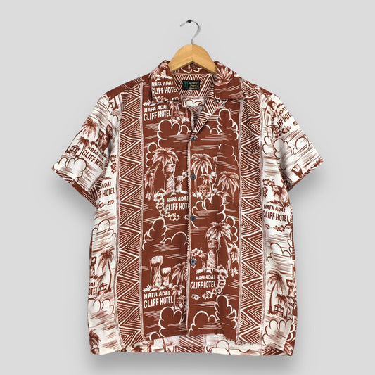 Vintage Hawaii Aloha Brown Shirts Medium