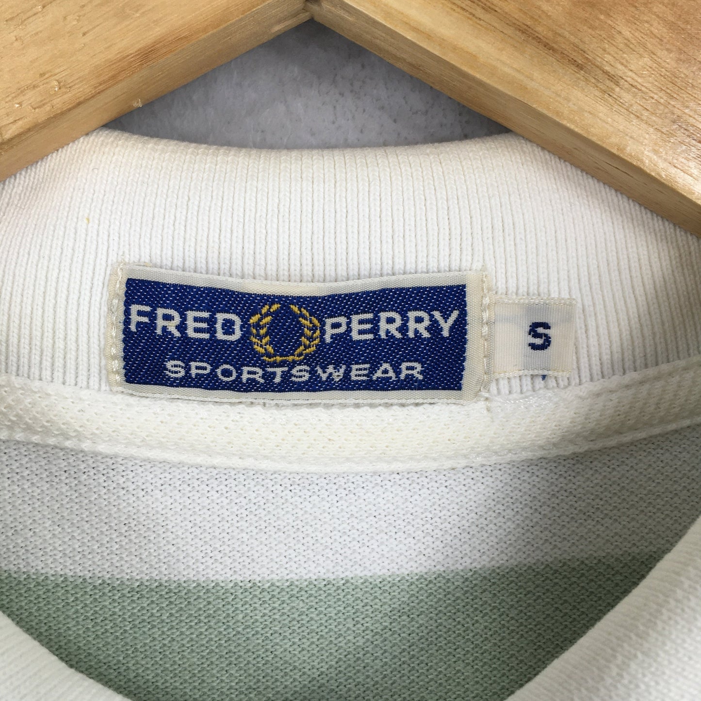 Fred Perry Stripes White/Mint Polos Shirt Small