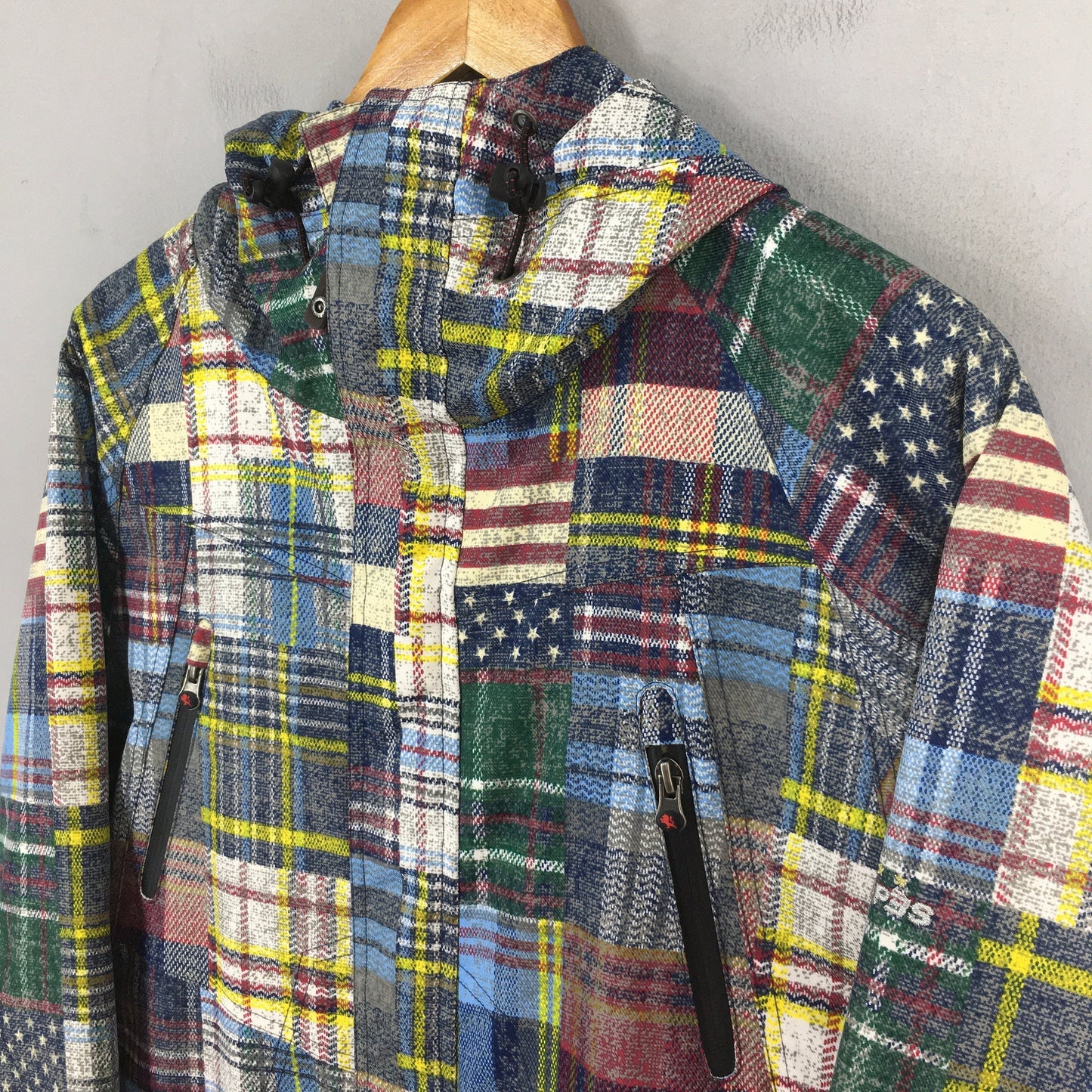 Plaid Checkered Ski Wear Hoodie Jacket Large