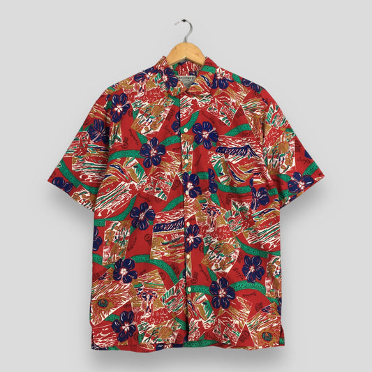 Kearney House Hawaiian Hibiscus Flower Tropical Rayon Shirt Medium