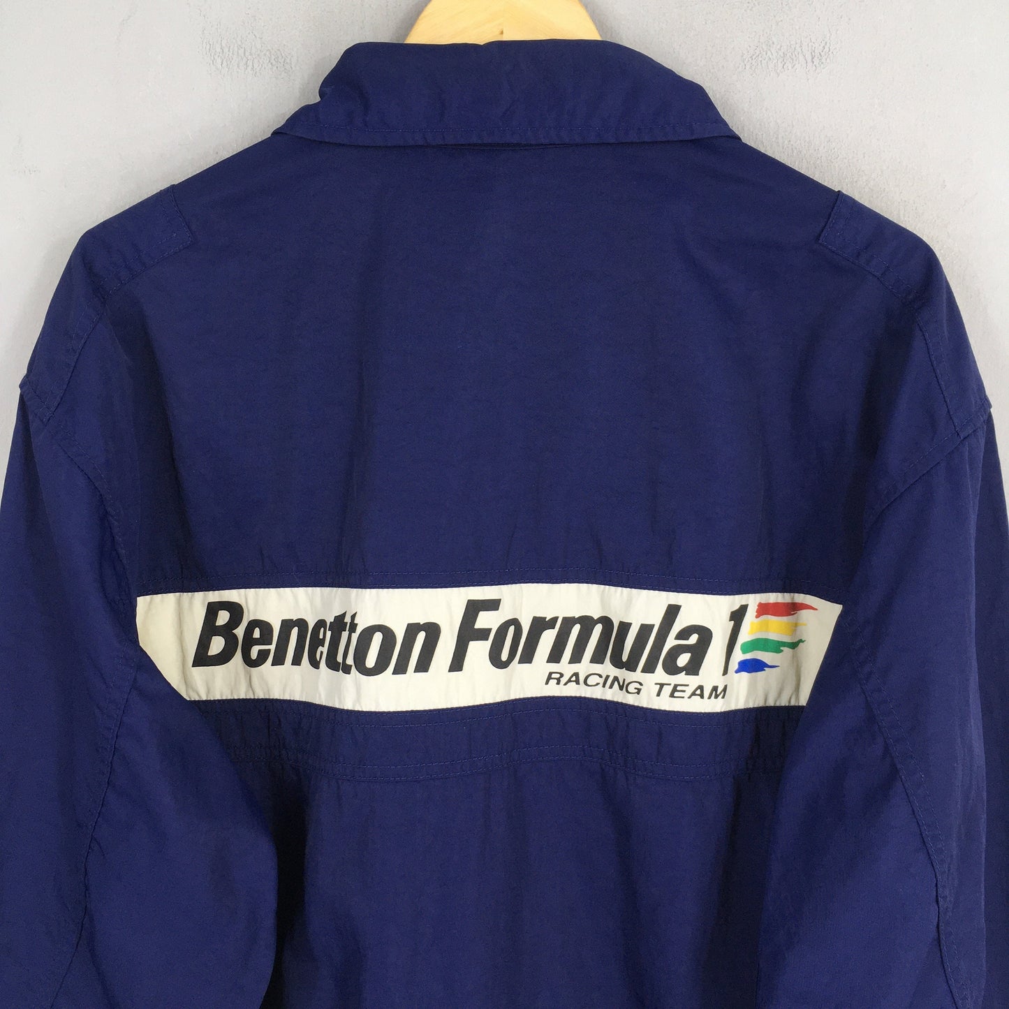 Benetton Formula 1 Embroidery Blue Cotton Jacket Large