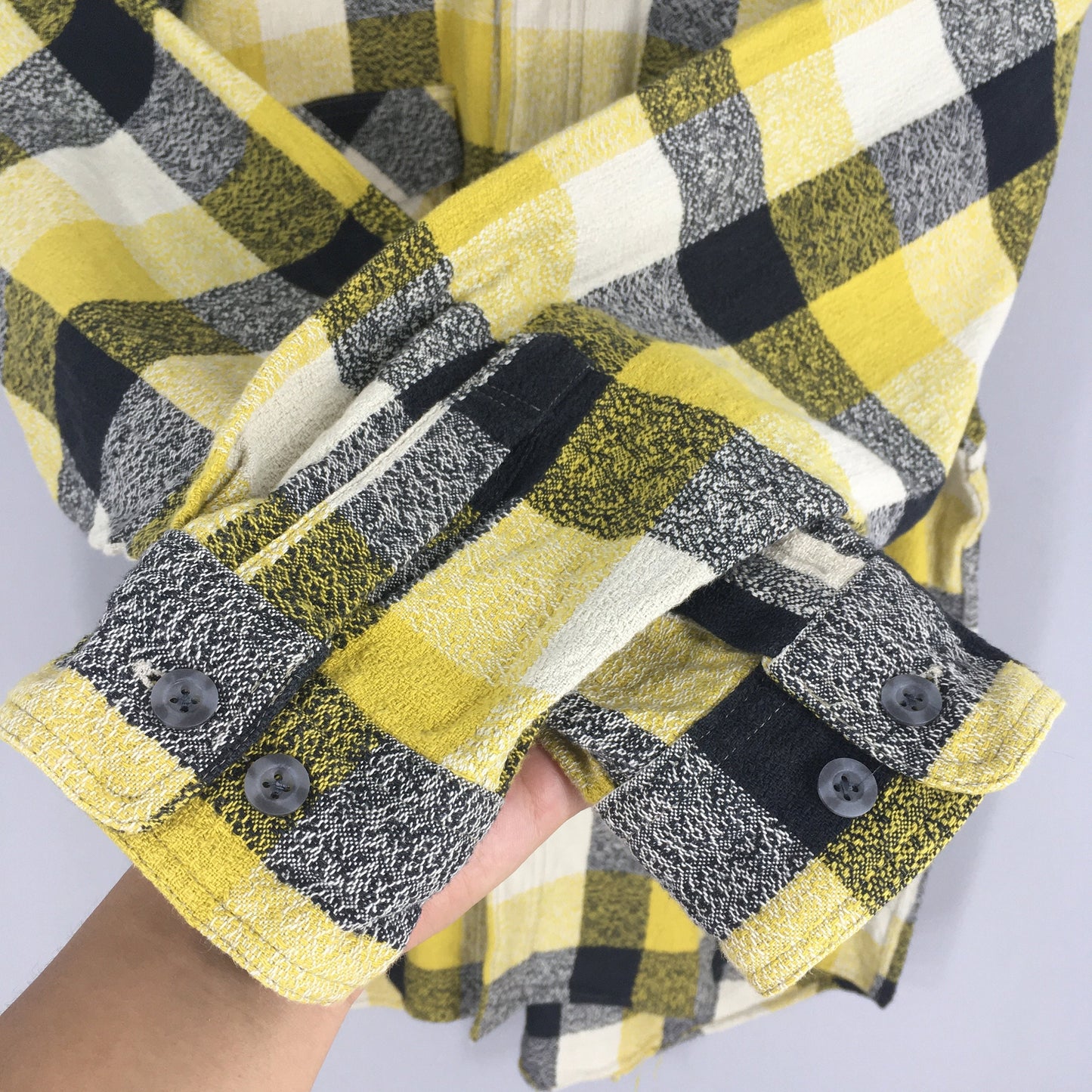 Plaid Shadow Yellow Flannel Shirt Medium