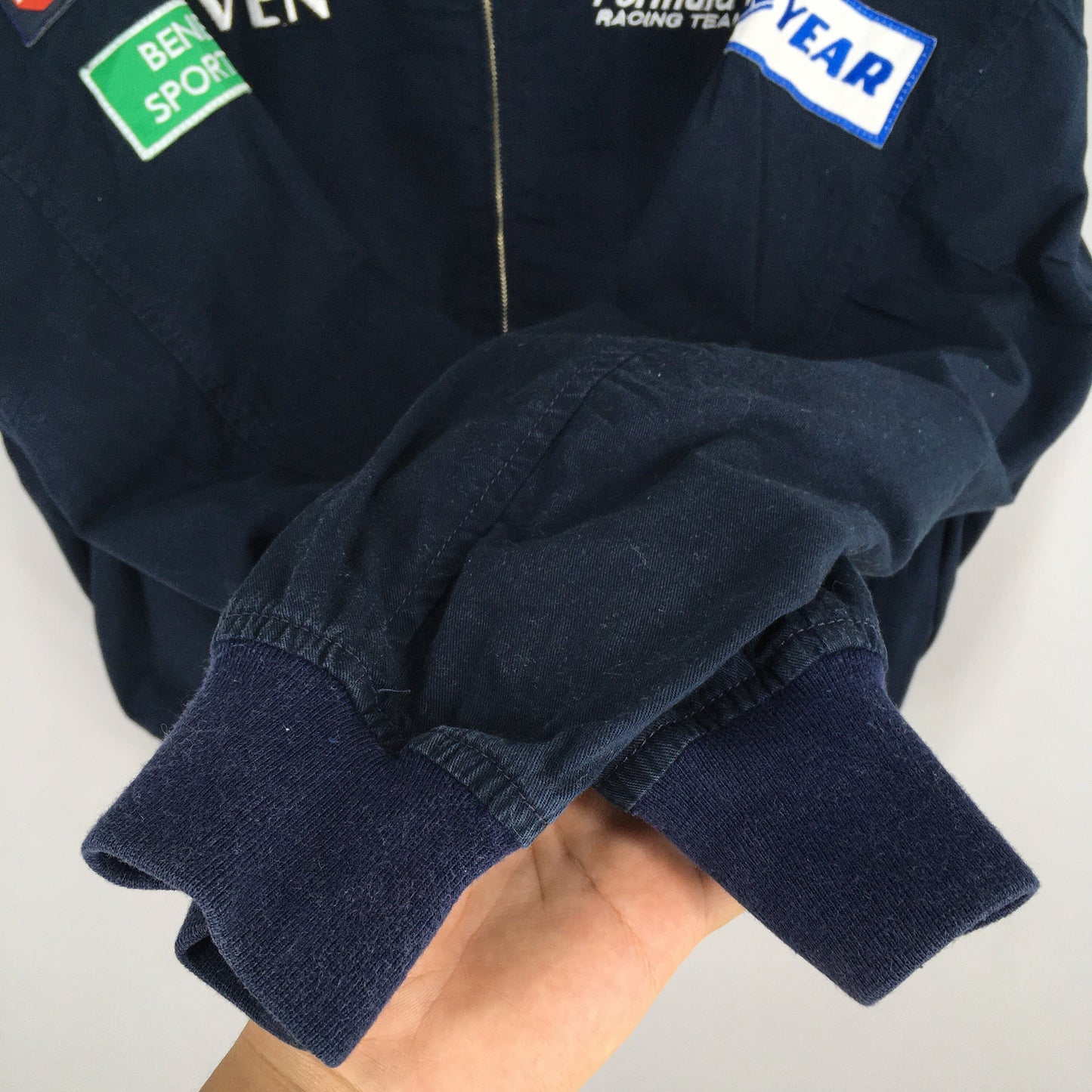 Benetton Formula 1 Embroidery Blue Bomber Jacket Large