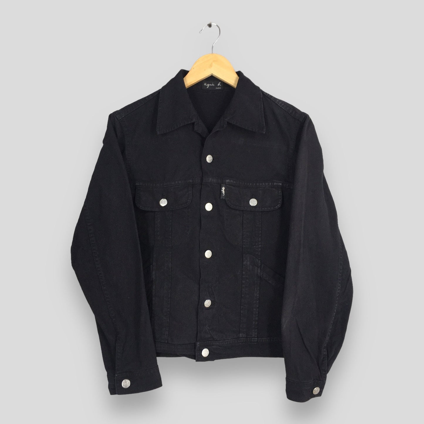 Agnes B Homme Black Trucker Denim Jacket Small