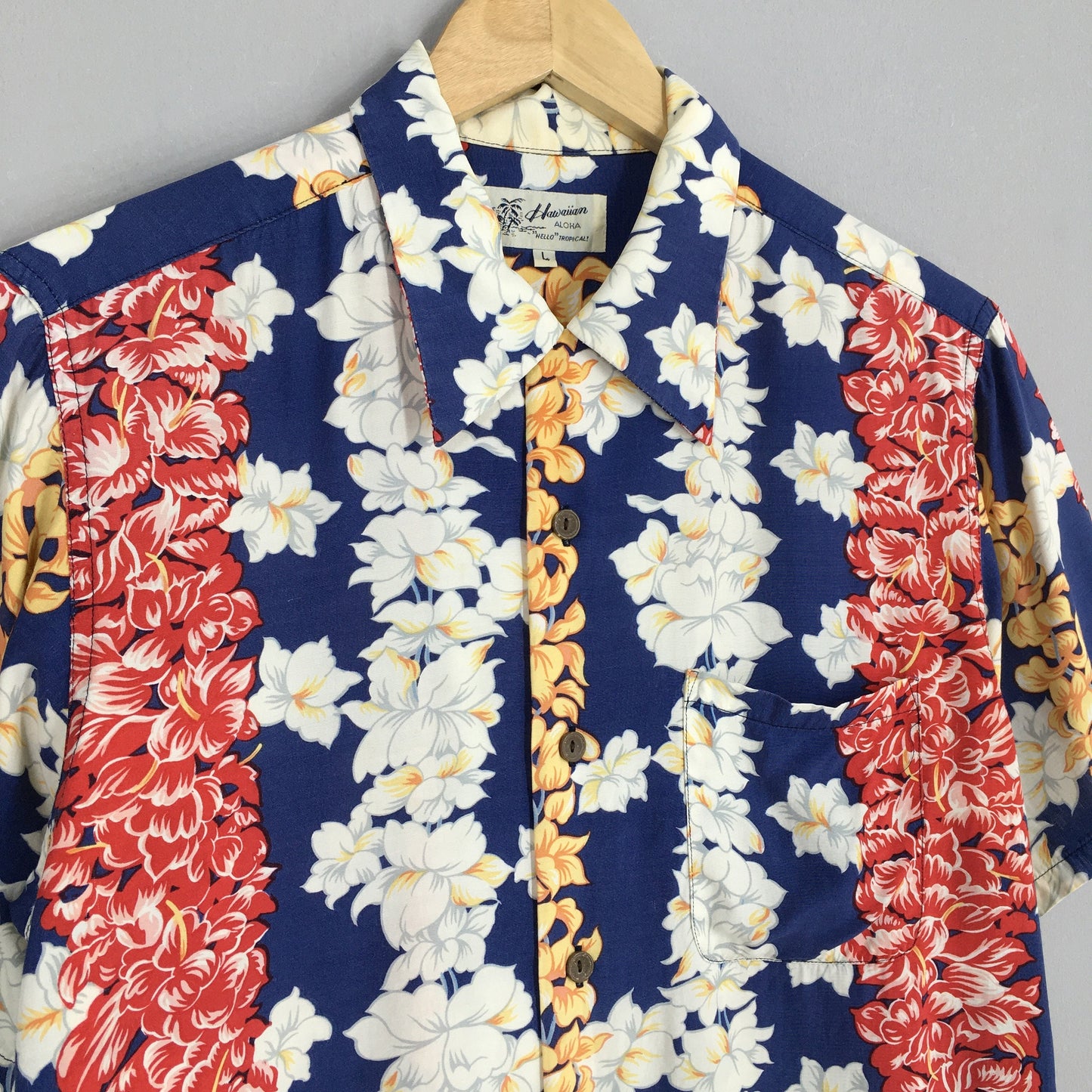 Hawaiian Aloha Tropical Flower Hibiscus Shirt Large