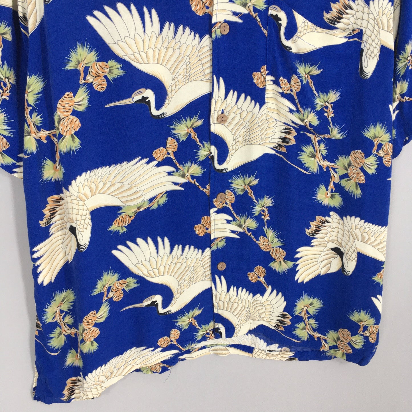 Hawaiian Japanese Sun Surf Phoenix Bird Rayon Shirt Medium