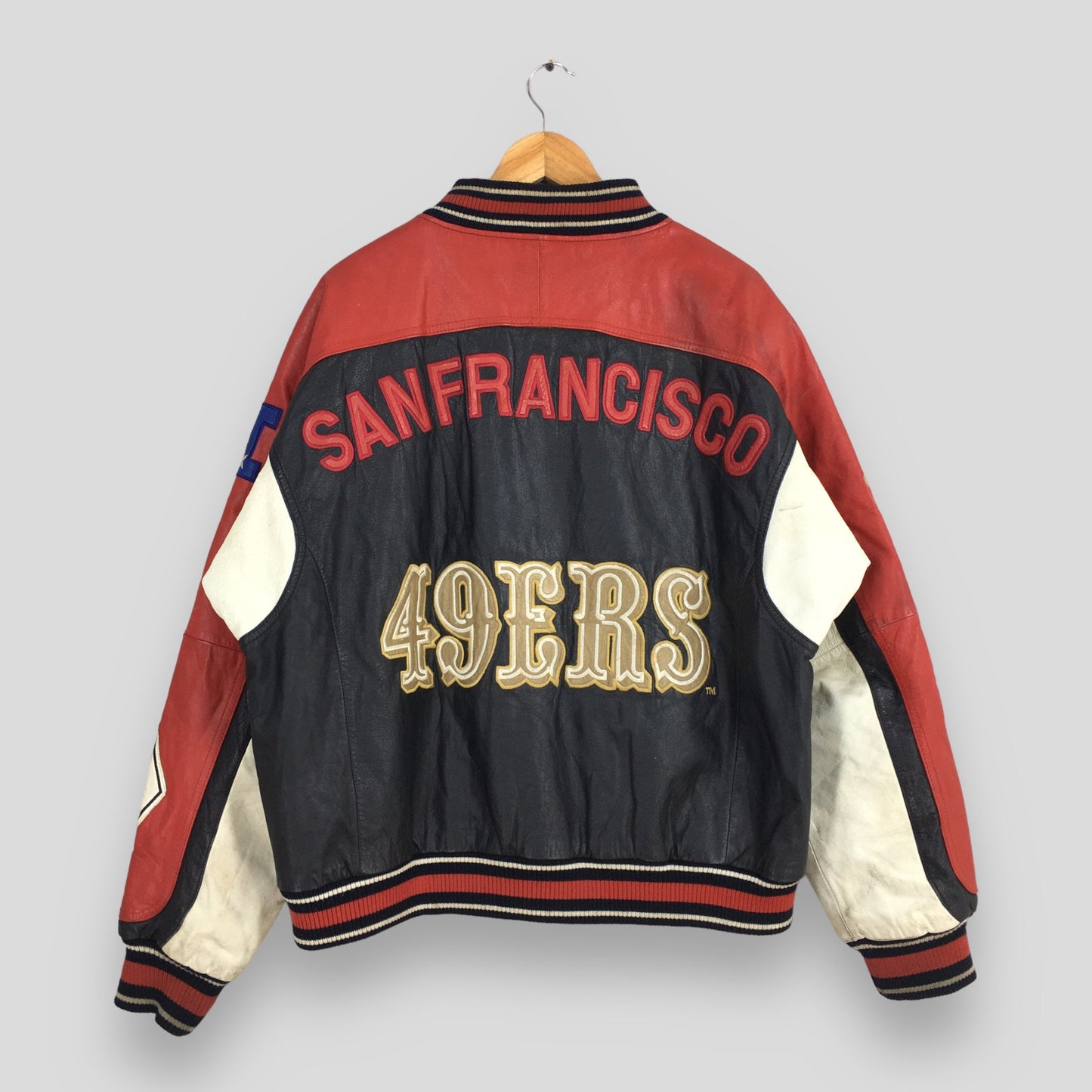 San Francisco 49ERS Gold Bomber Leather Jacket Large