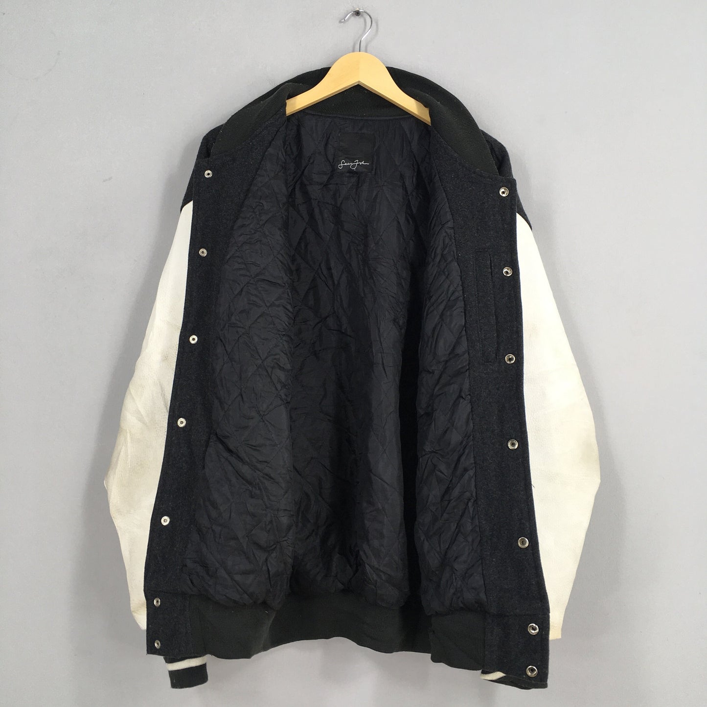 Sean John Wool Varsity Leather Jacket XLarge