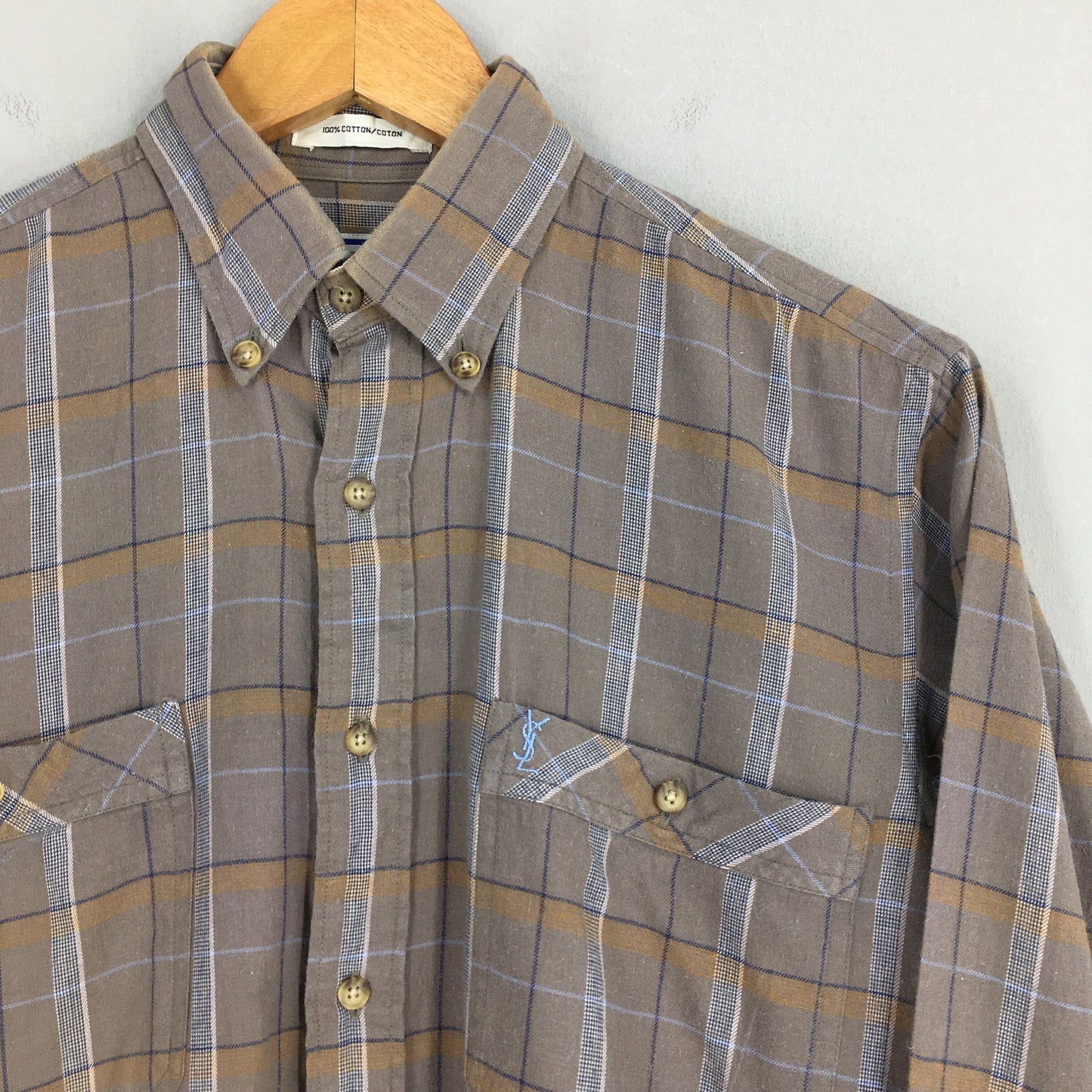 Ysl Yves Saint Laurent Plaid Flannel Shirt Small