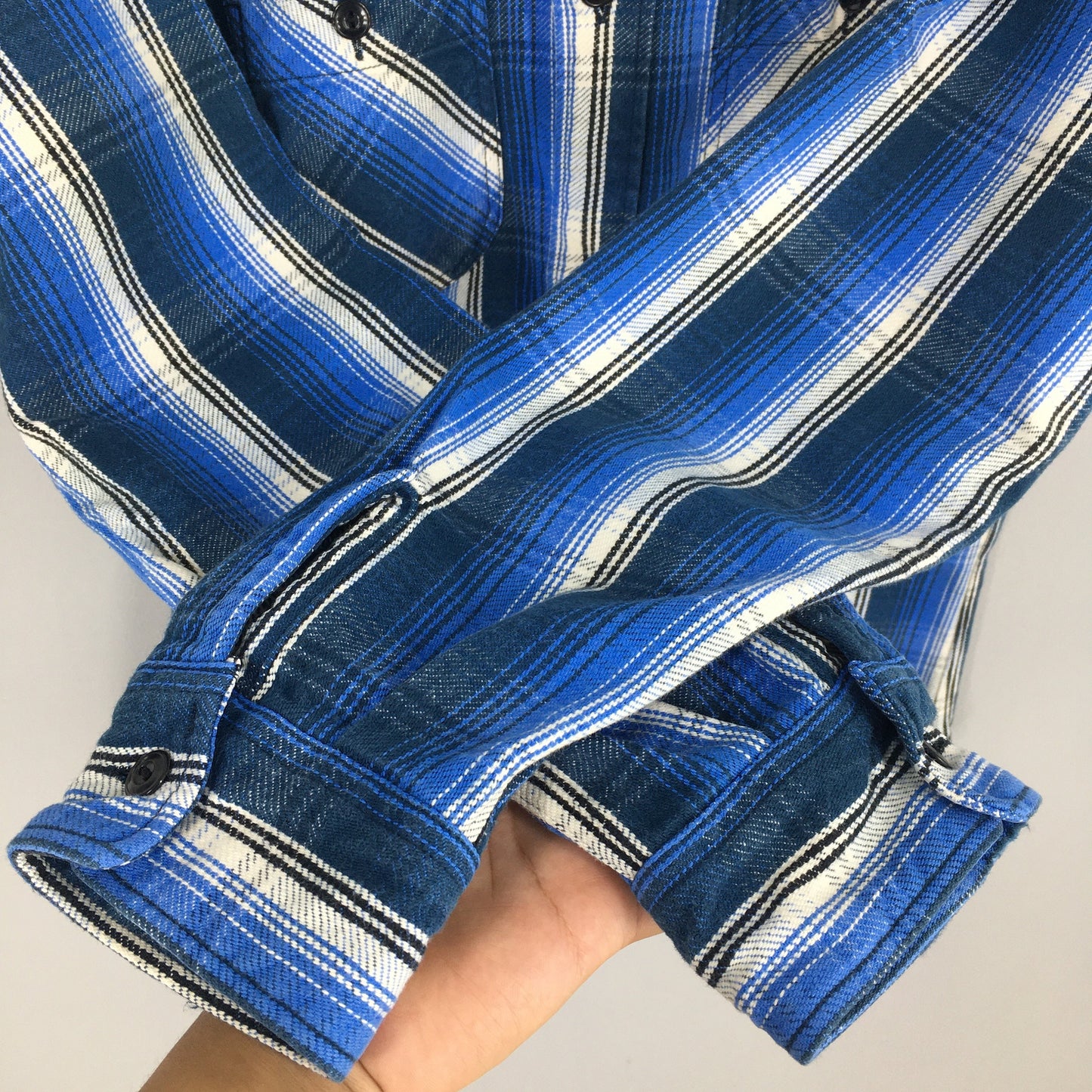 United Arrows Japan Plaid Shadow Check Blue Flannel Large