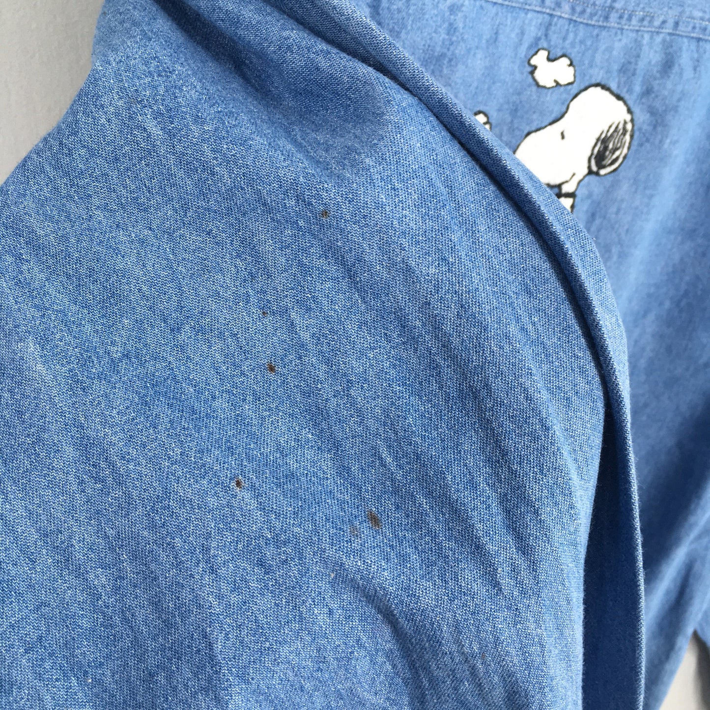 Snoopy And Woodstock Cartoon Denim Shirt Large