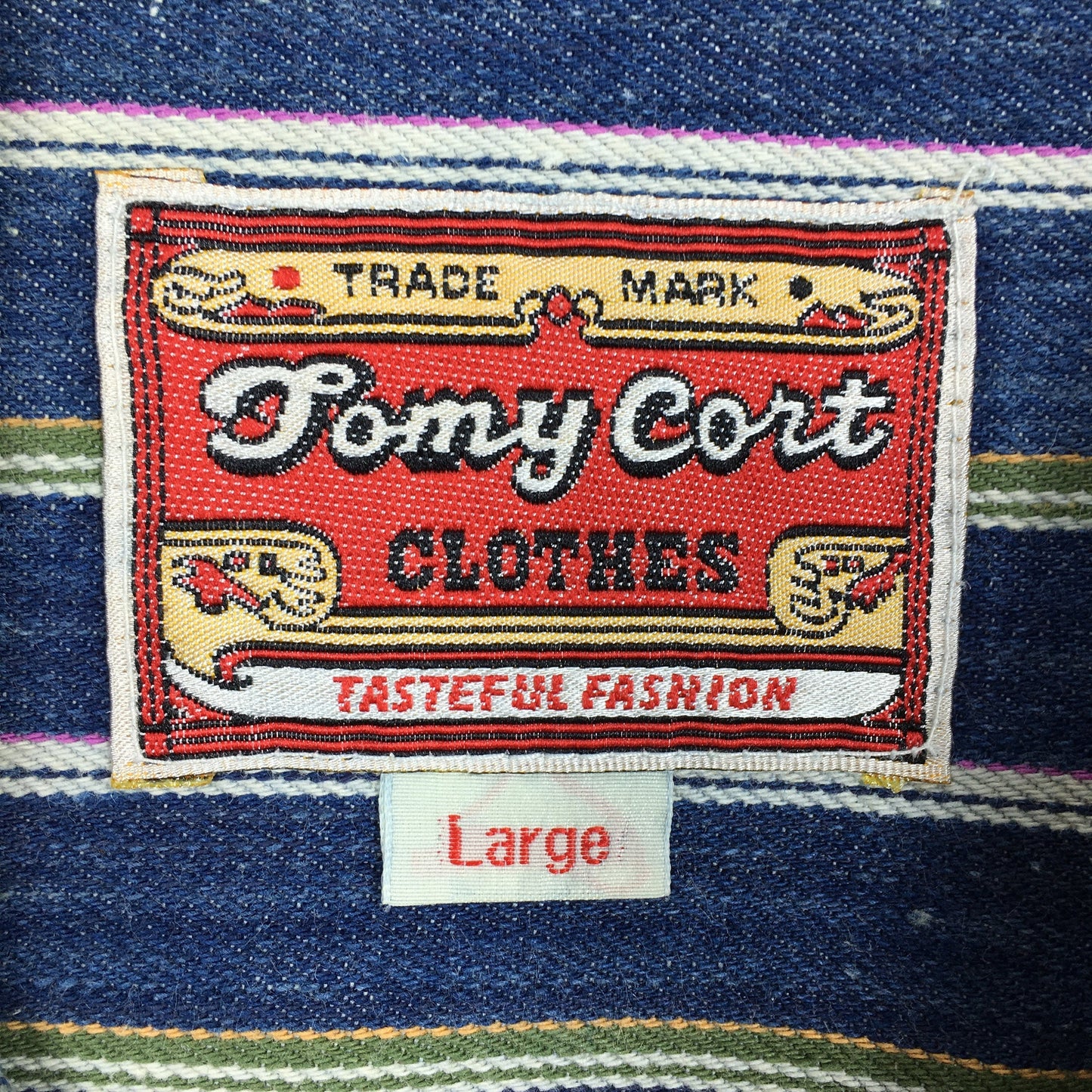 Tommy Cort Denim Pin Striped Shirt Men Large