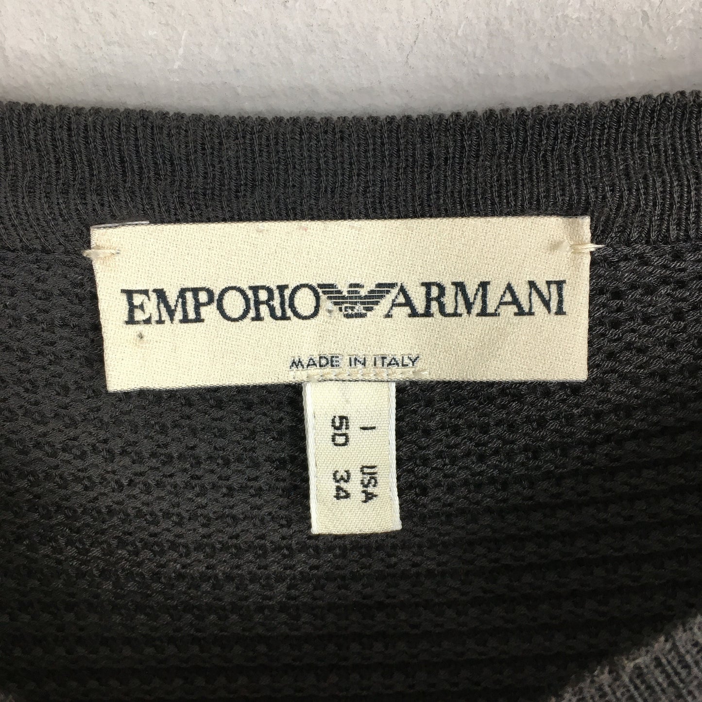 Emporio Armani Black Ribbed Longsleeve Tee Small