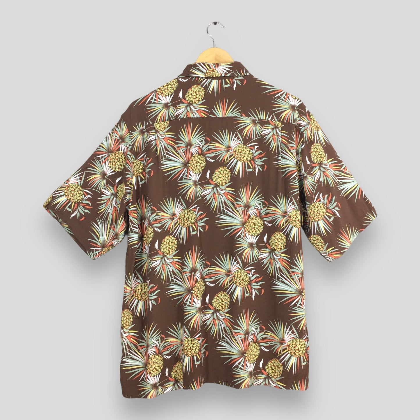 Aloha Tropical Pineapples Hawaii Rayon Shirt XLarge