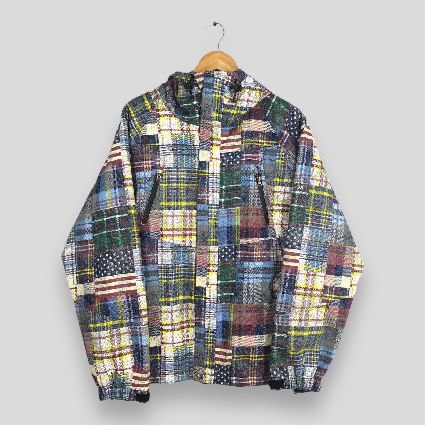 Plaid Checkered Ski Wear Hoodie Jacket Large