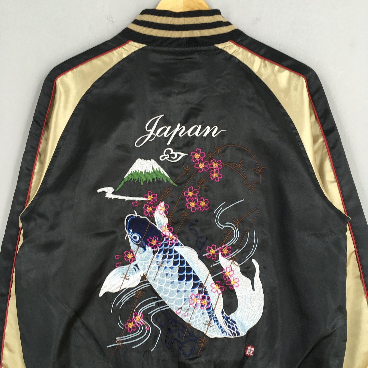 Sukajan Japan Fish Koi Jacket Black Medium