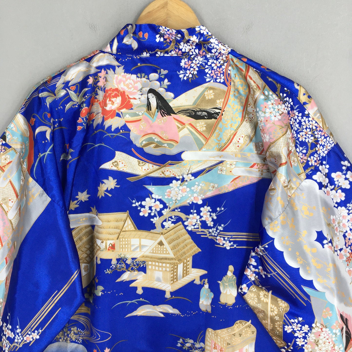 Geisha Japanese Sukajan Blue Kimono XLarge