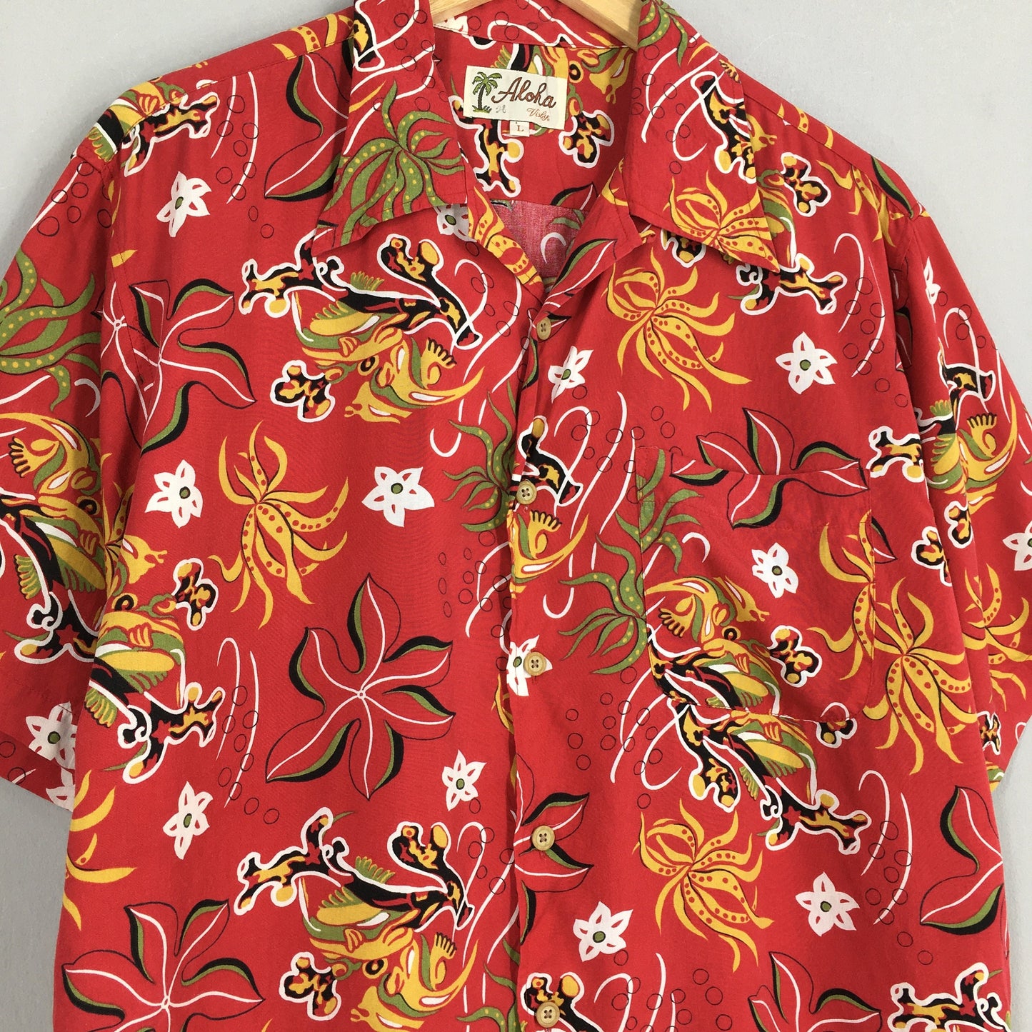 Vintage 80s Hawaii Aloha Sea Life Rayon Shirt Large