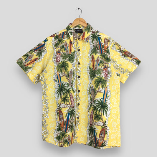 Lowes Hawaiian Coconut Tree Beach View Shirt Medium