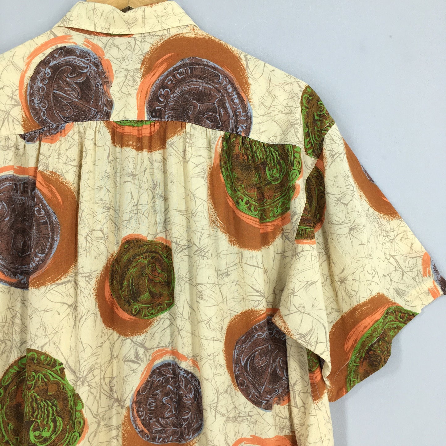 Vintage 80's Hawaiian Art Rayon Shirt Large