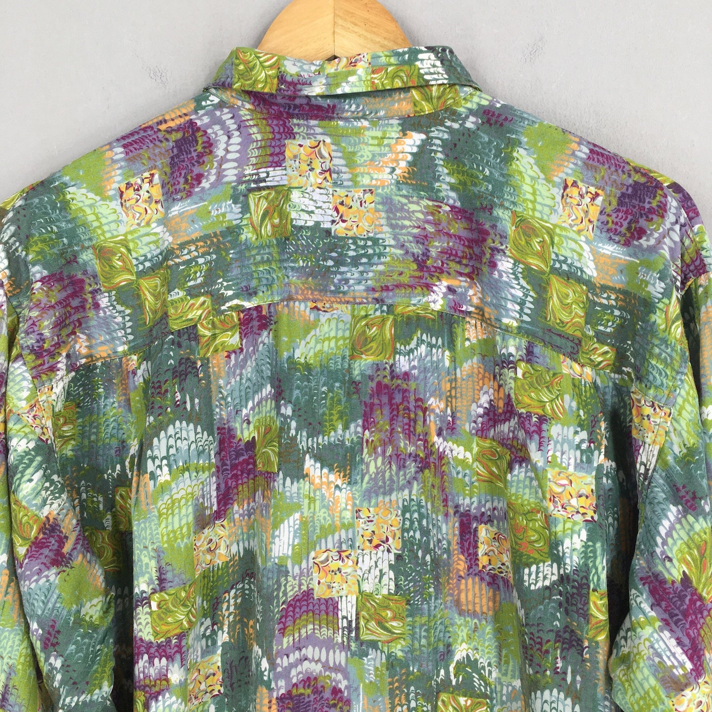 Patchwork Abstract Funky Rayon Shirt XLarge