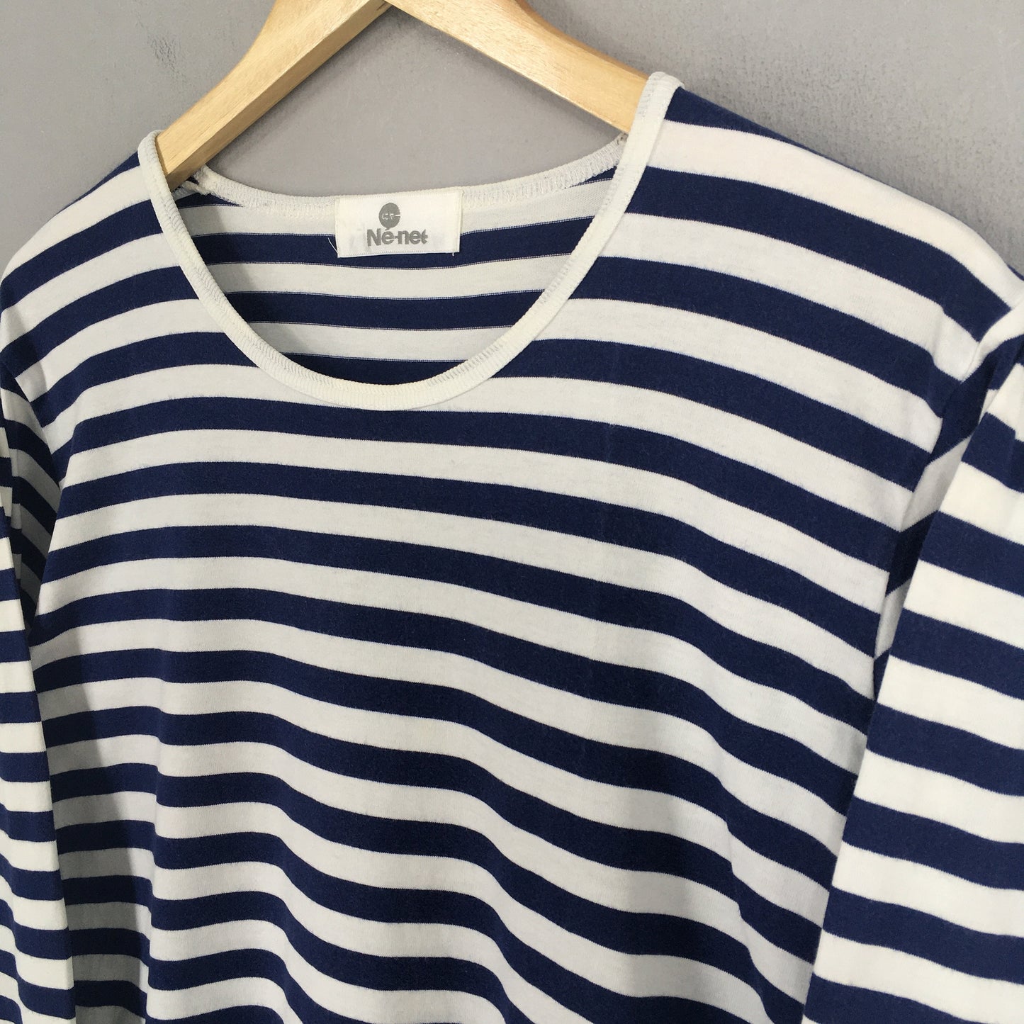 Ne Net Issey Miyake Stripes Blue White Women T shirt Small