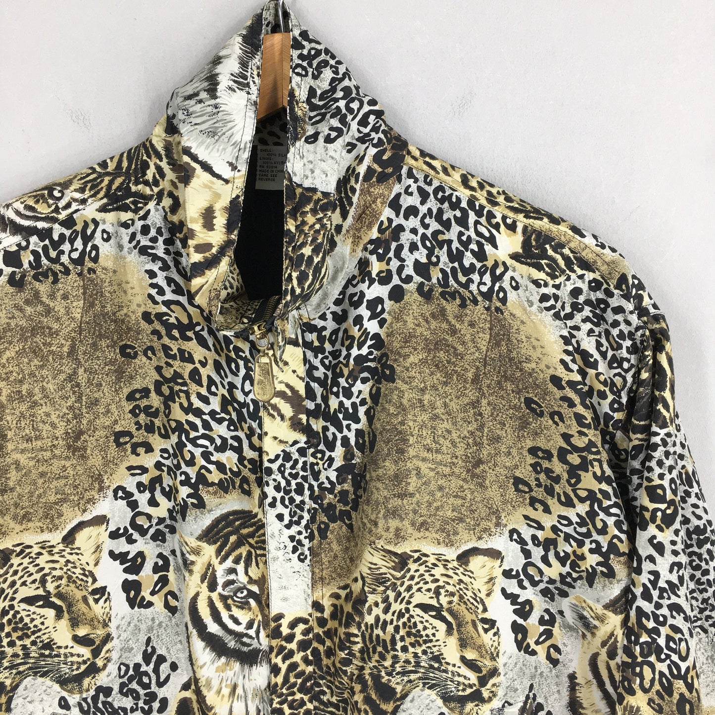 Fuda Tiger Leopard Patterned Silk Jacket Small