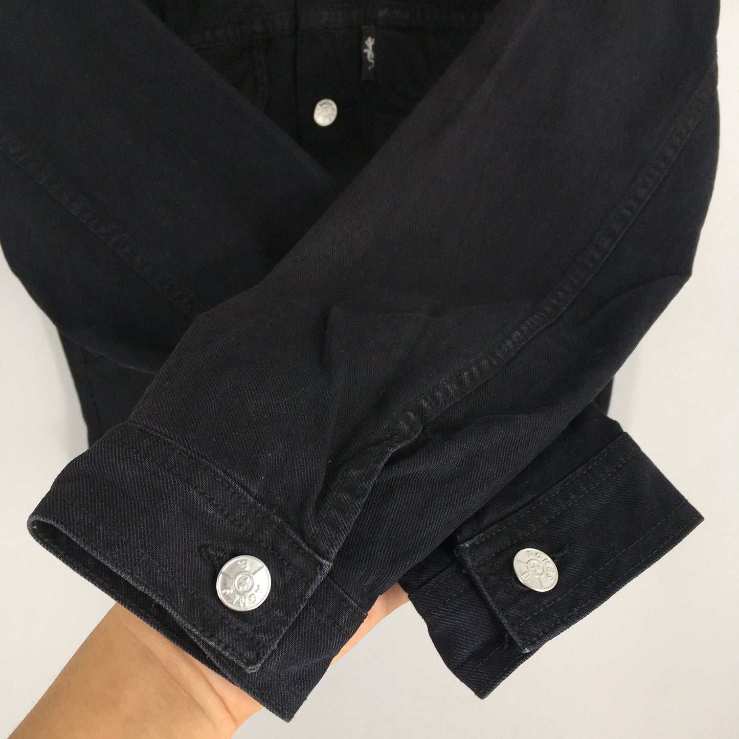 Agnes B Homme Black Trucker Denim Jacket Small