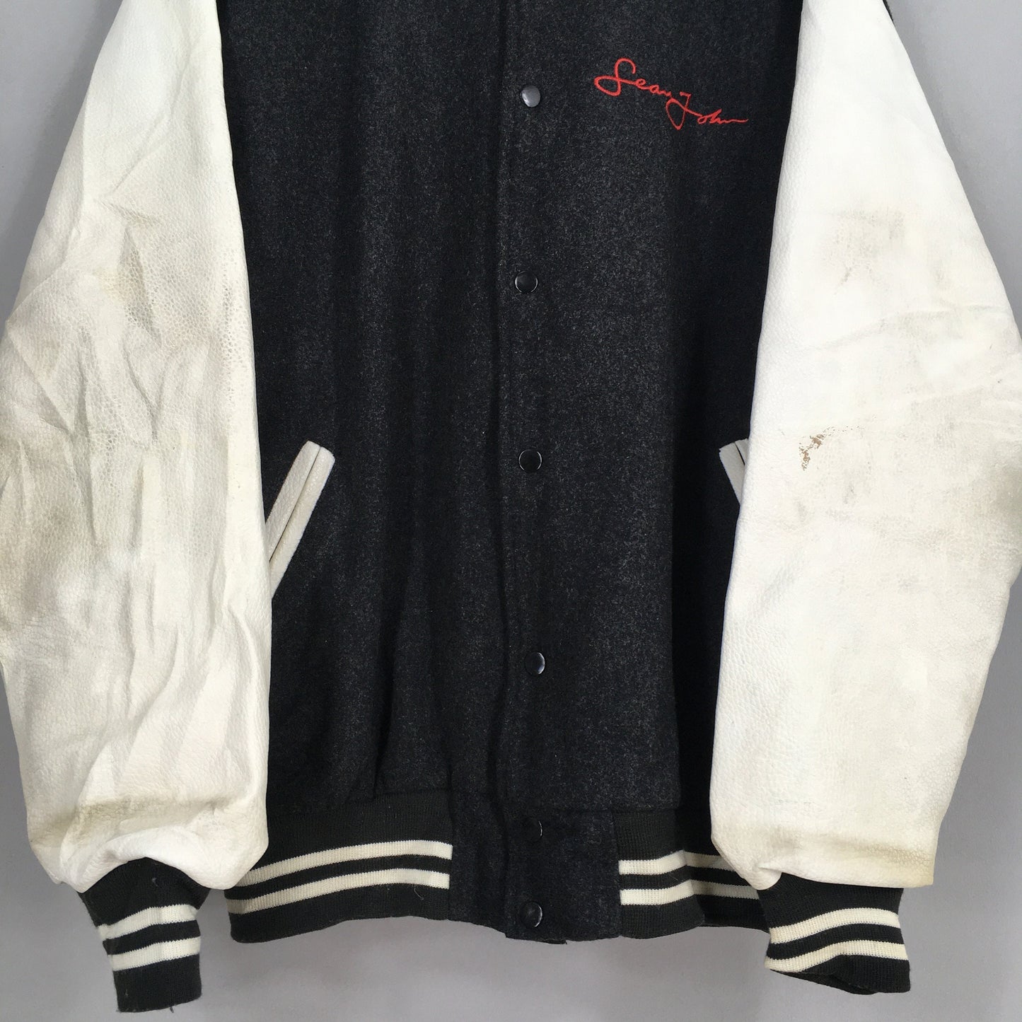 Sean John Wool Varsity Leather Jacket XLarge