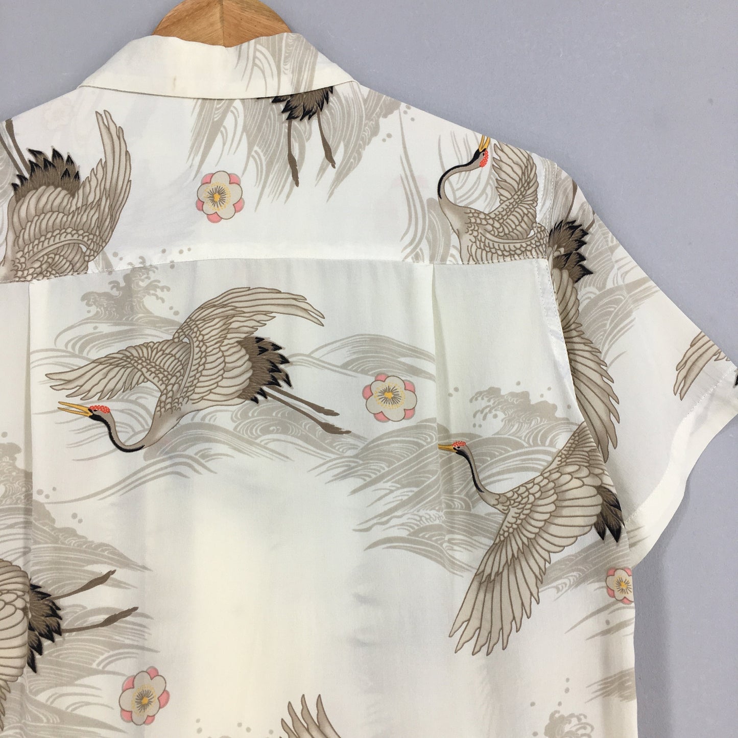 Hawaiian Japanese Phoenix Bird Rayon Shirt Small