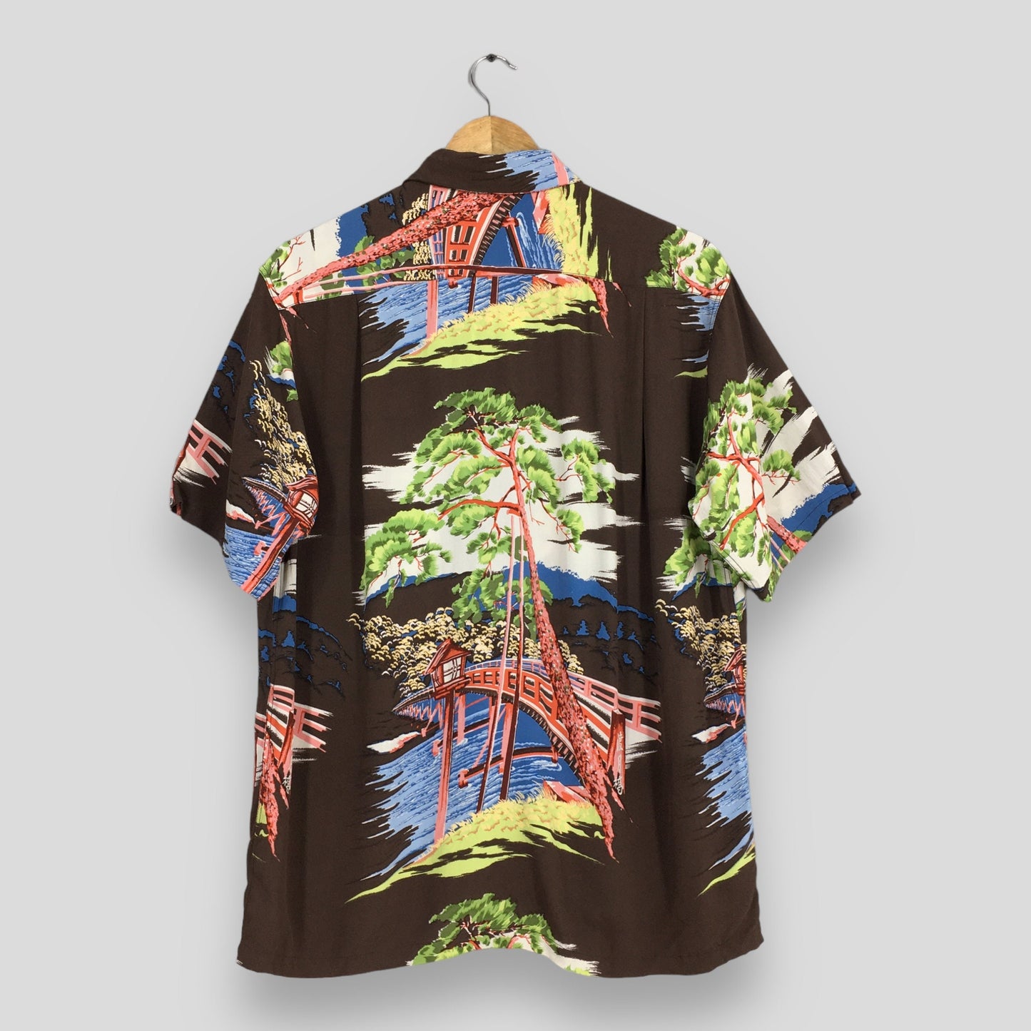 Sun Surf Hawaii Japanese Culture Sakura Rayon Shirt Medium