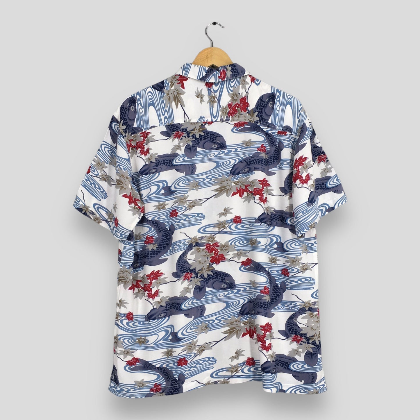 Hawaiian Japanese Gold Fish Rayon Shirt XLarge