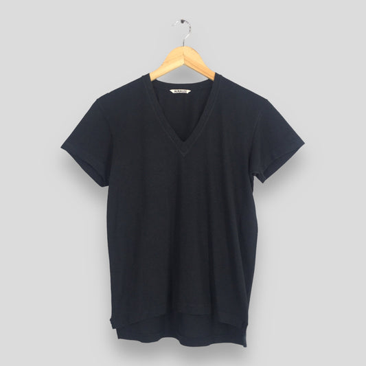 Auralee Japanese Designer Minimalist Black Vneck Tshirt Size 1