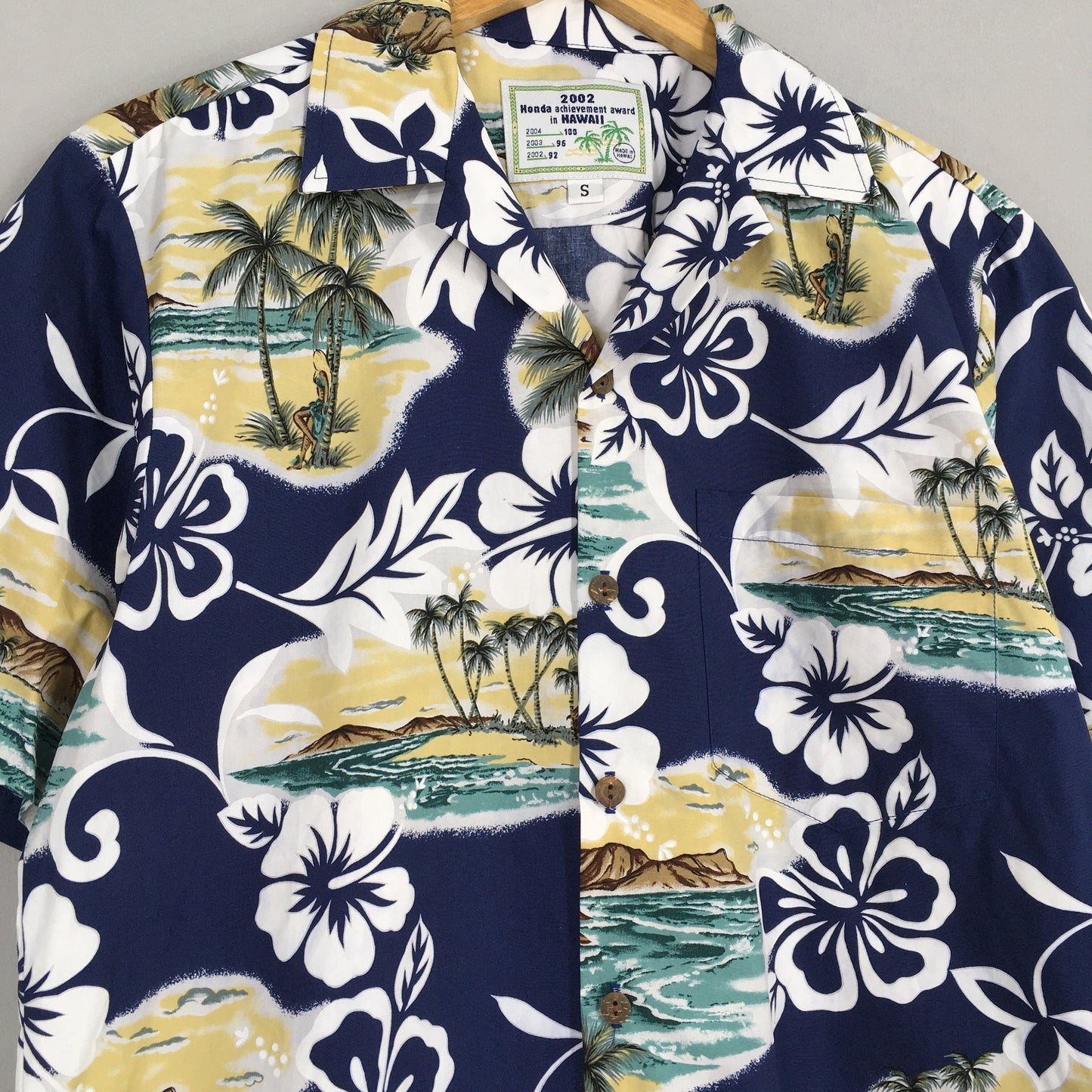 Vintage Floral Hawaiian Palm Beach Shirt Small