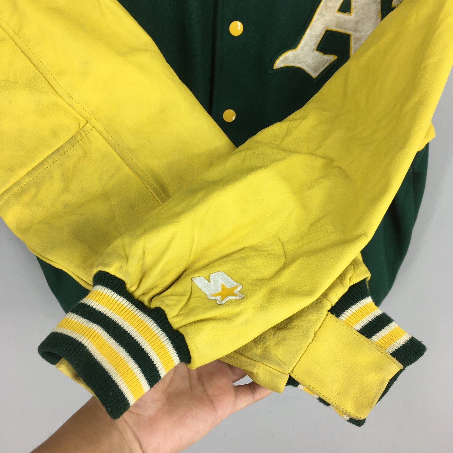 Oakland Athletics Mlb Leather Varsity Jacket Large