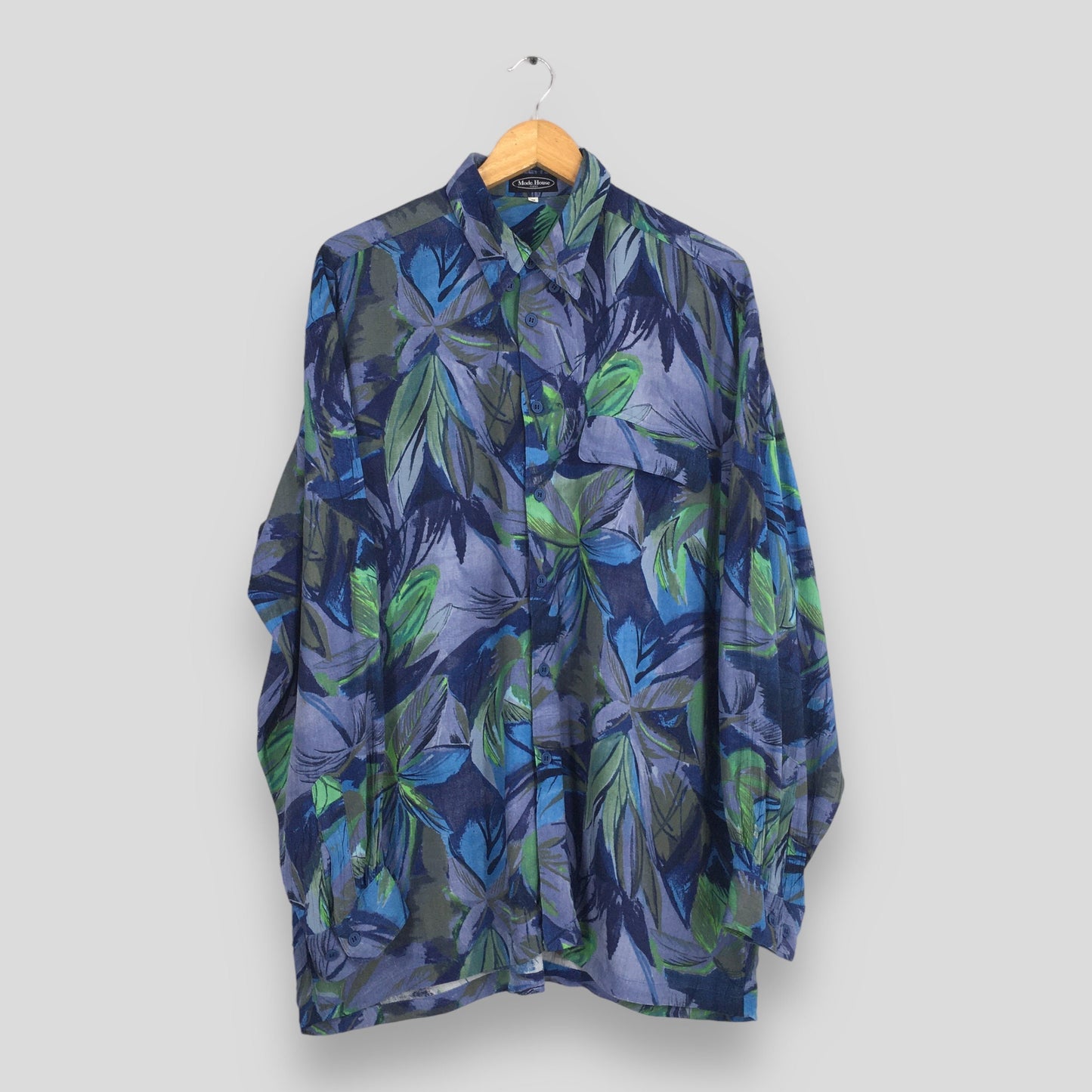 Psychedelic Multicolor Pop Art Leaves Design Shirt Large