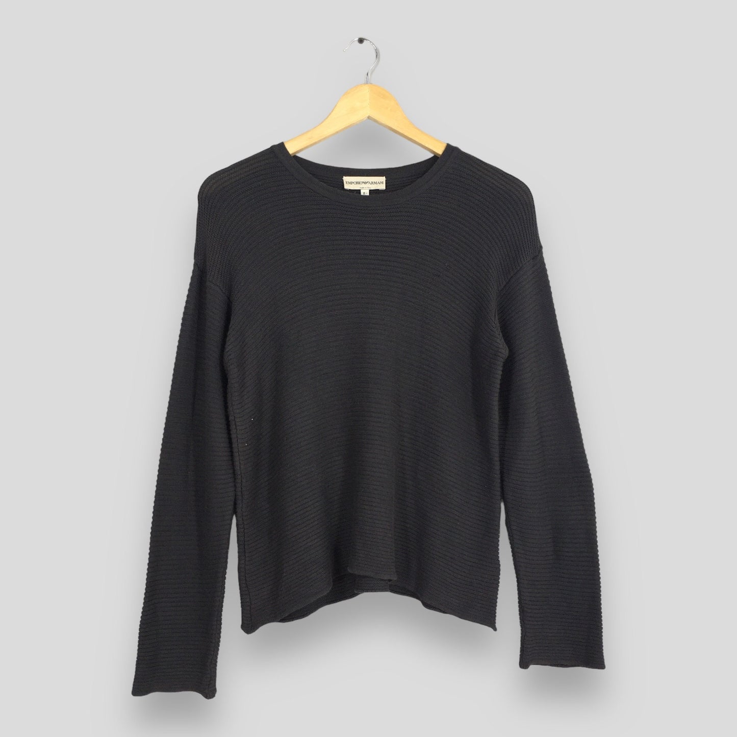 Emporio Armani Black Ribbed Longsleeve Tee Small