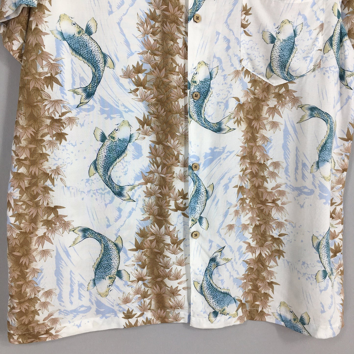 Hawaiian Nepuca Japanese Koi Fish Rayon Shirt Large