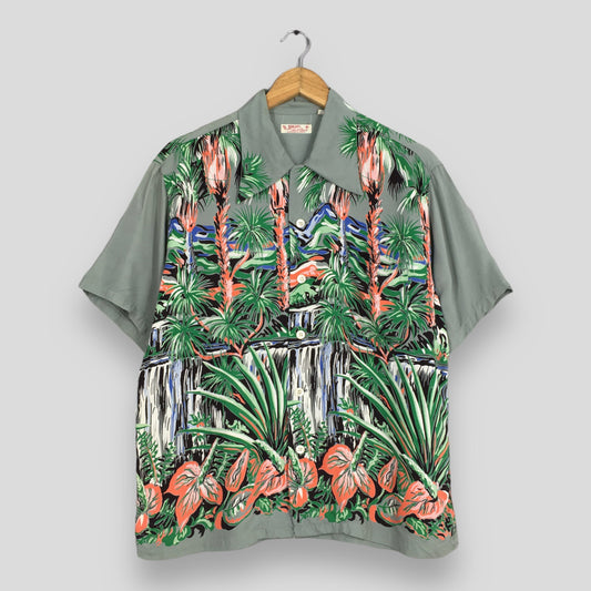 Sun Surf Hawaiian Palm Tree Rayon Shirt Medium